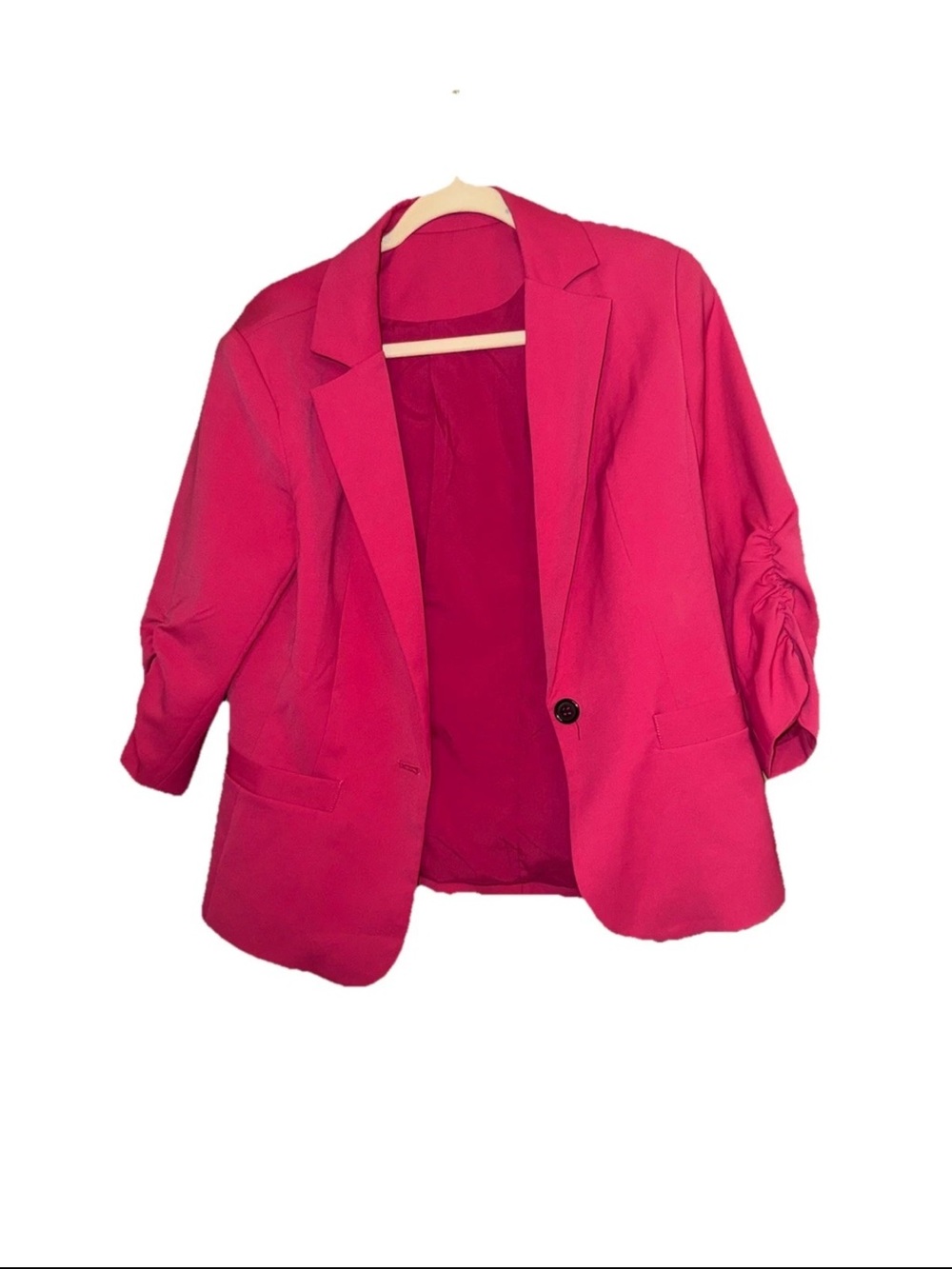 LookbookStore Hot Pink Dressy 3/4 Sleeve Blazer Jacket Medium